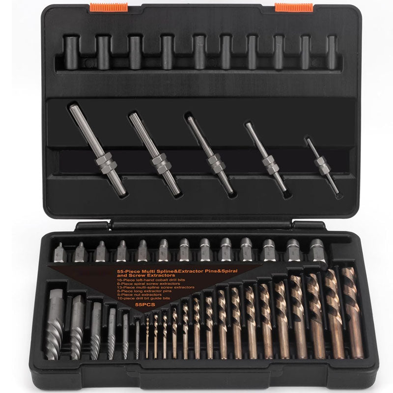 Tap Extractors 55 Pieces Easy Out Bolt Extractor Set for Removing Stripped Screws Studs Fittings and Lugs Extraction