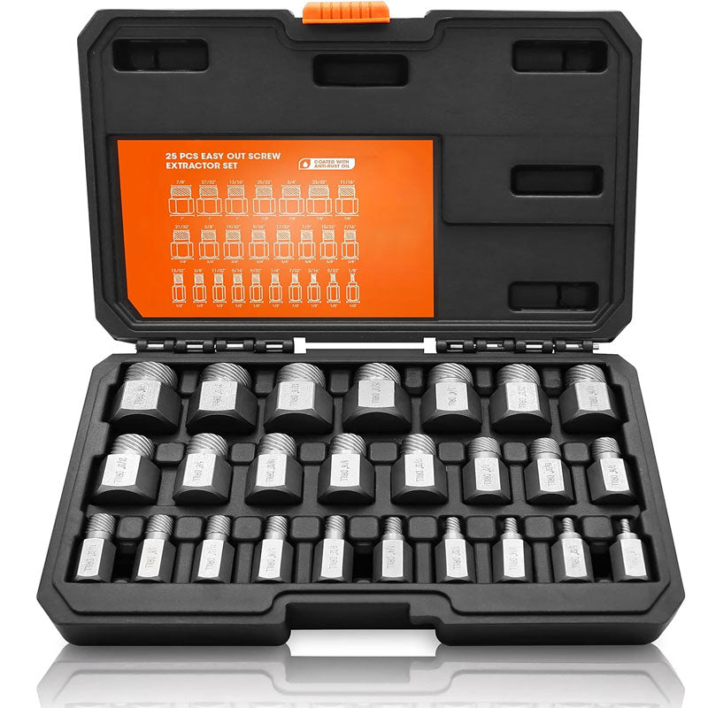 Tap Extractors 25Pcs Screw Extractor Set Hex Head Multi-Spline Extractor Kit for Stripped Broken Rounded Bolts Screws Studs