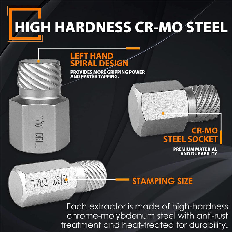 Tap Extractors 25Pcs Screw Extractor Set Hex Head Multi-Spline Extractor Kit for Stripped Broken Rounded Bolts Screws Studs