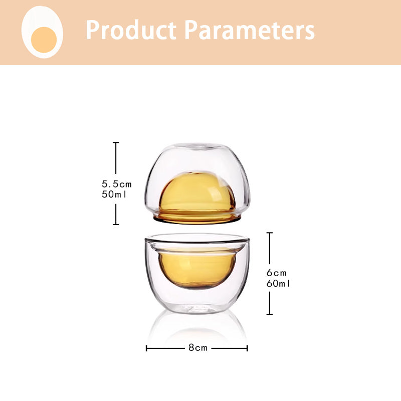 Tea Cup, Double-Layer Glass Small Tea Cup, Cute Creative Style Cup,Two-Piece Set