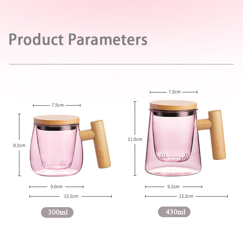 High-Grade Glass Teacup For Women, Office Tea Cup, Tea And Water Separation Flower Teacup Fairy Cup