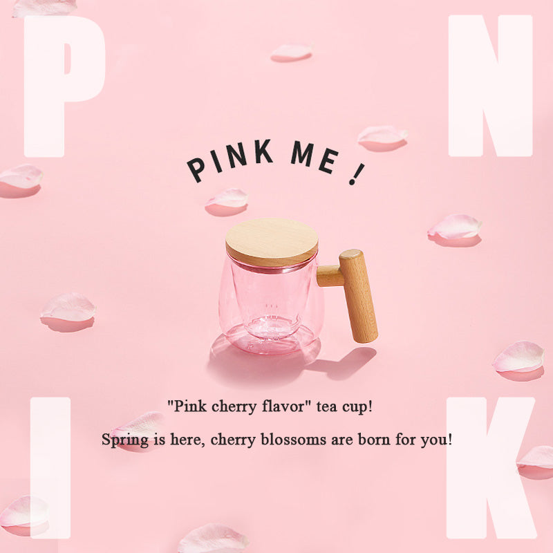 High-Grade Glass Teacup For Women, Office Tea Cup, Tea And Water Separation Flower Teacup Fairy Cup