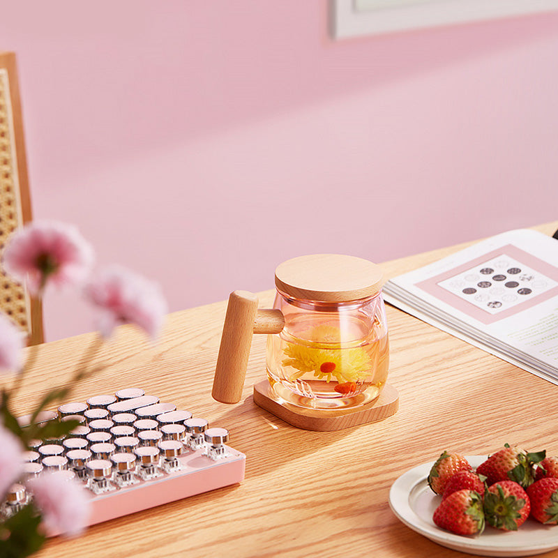 High-Grade Glass Teacup For Women, Office Tea Cup, Tea And Water Separation Flower Teacup Fairy Cup