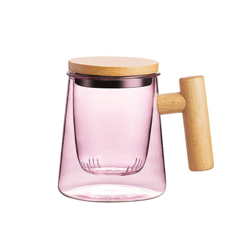 High-Grade Glass Teacup For Women, Office Tea Cup, Tea And Water Separation Flower Teacup Fairy Cup