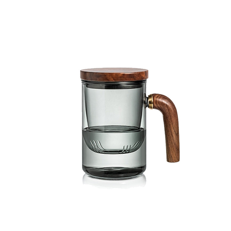 Tea Cup, Glass Tea Cup, Tea And Water Separation Cup, Wooden Handle Tea Cup, Filter Integrated Tea Cup