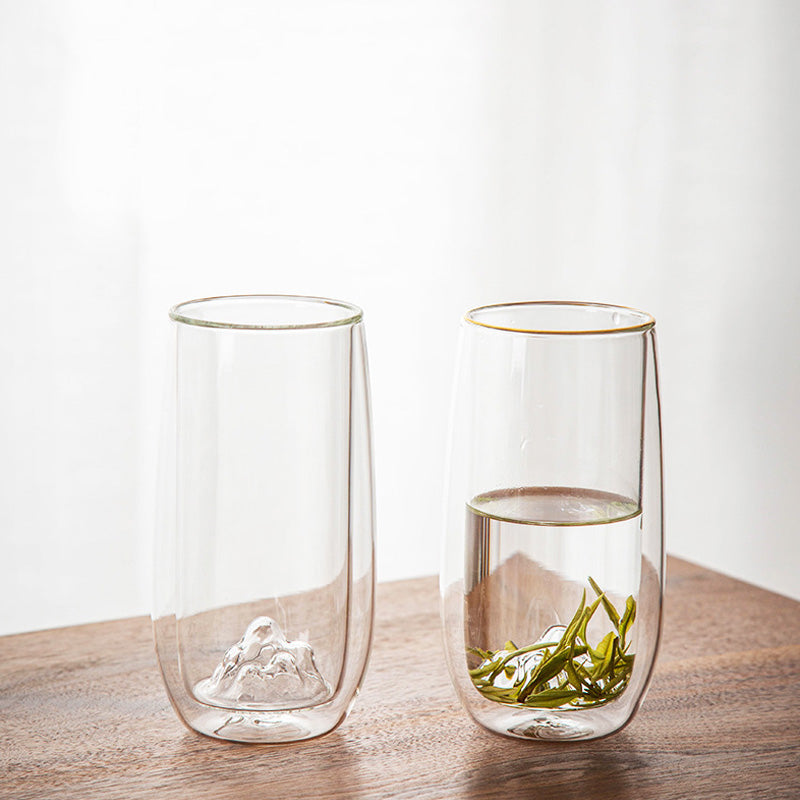 Double-Layer Glass Cup, High Borosilicate Guanshan Cup, Household Green Tea Cup, Transparent Double-Layer Tea Brewing Cup, Heat-Resistant Tea Glass Cup