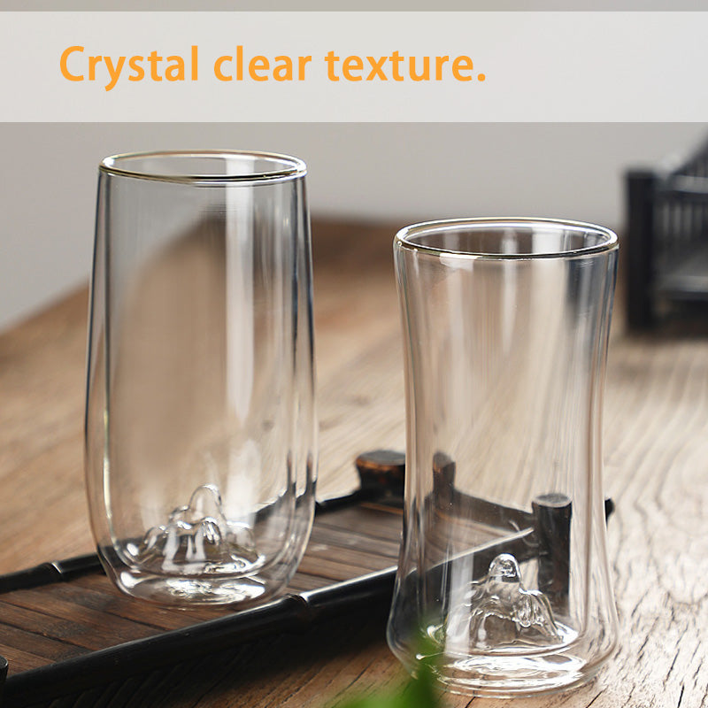 Double-Layer Glass Cup, High Borosilicate Guanshan Cup, Household Green Tea Cup, Transparent Double-Layer Tea Brewing Cup, Heat-Resistant Tea Glass Cup
