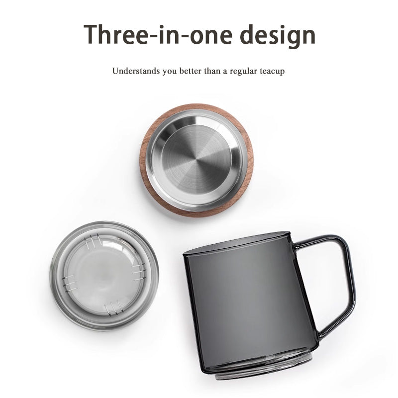 Glass Bubble Tea Cups, Filtered Water Cups With Lids, Home Large-Capacity Tea Water Separation Creative Cups