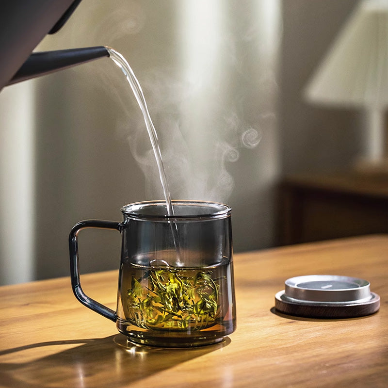 Glass Bubble Tea Cups, Filtered Water Cups With Lids, Home Large-Capacity Tea Water Separation Creative Cups