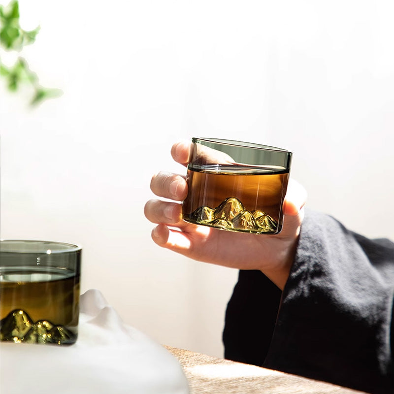 Distant Mountain Shape Glass Teacups, Tea Cups, Heat-Resistant Glass Home Office Teacups