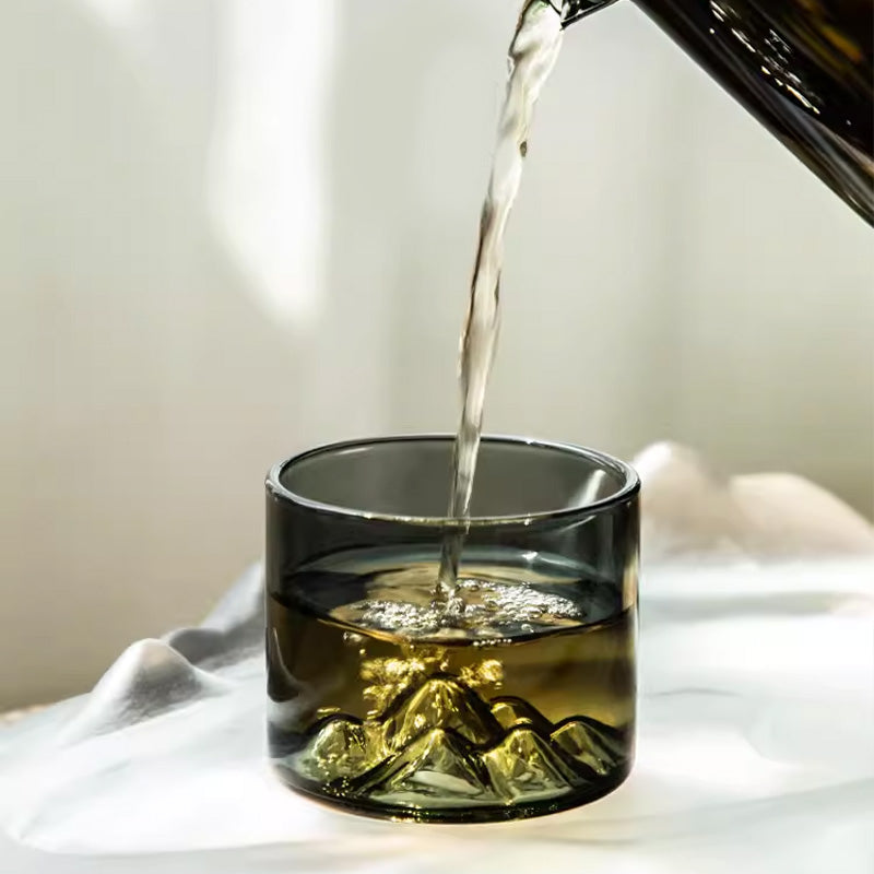 Distant Mountain Shape Glass Teacups, Tea Cups, Heat-Resistant Glass Home Office Teacups