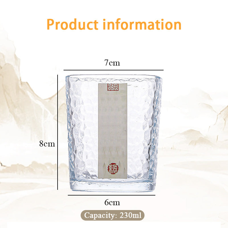 Hammered Glass Small Teacup, Modern Simple Thickened Glass Teacup, Heat-Resistant Tea Cup, Multi-Purpose Glass cup