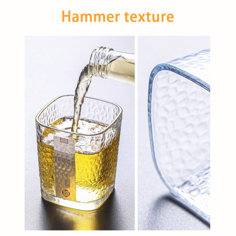 Hammered Glass Small Teacup, Modern Simple Thickened Glass Teacup, Heat-Resistant Tea Cup, Multi-Purpose Glass cup