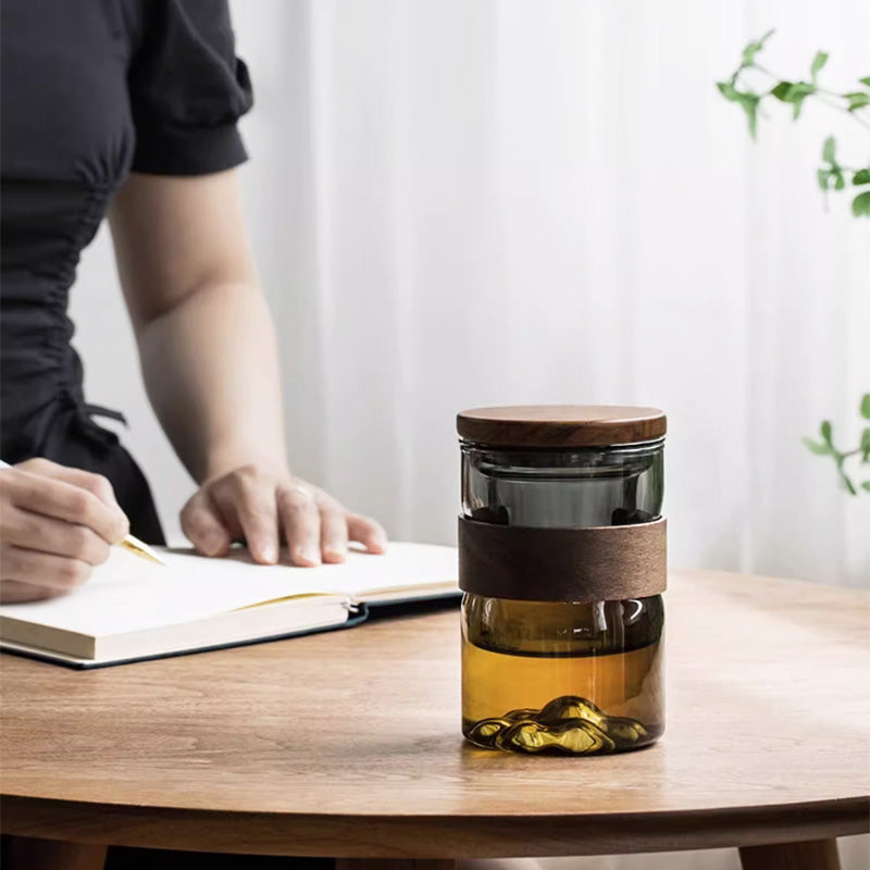 Glass Teacup, Tea Separation Office Large Capacity Personal Use Cup With Lid