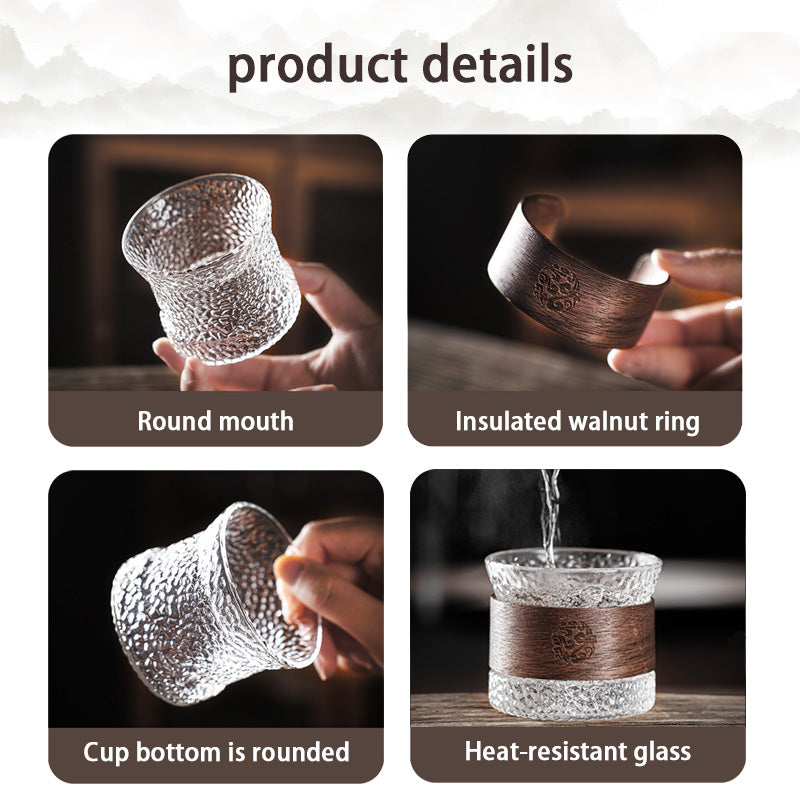 Vertical Pattern Water Cup, Hammer Pattern Water Cup, High Borosilicate High Temperature Resistant And Anti-Scalding Household Glass Tea Cup, New Chinese Style High-Looking Tea Cup, Tea Cup