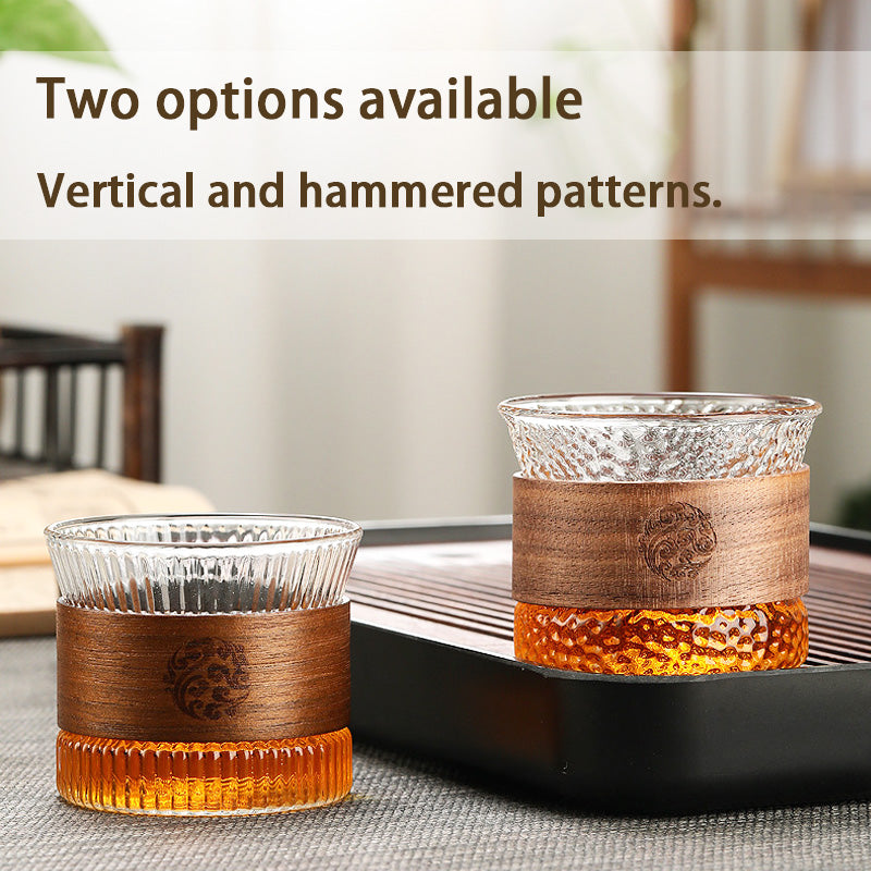 Vertical Pattern Water Cup, Hammer Pattern Water Cup, High Borosilicate High Temperature Resistant And Anti-Scalding Household Glass Tea Cup, New Chinese Style High-Looking Tea Cup, Tea Cup