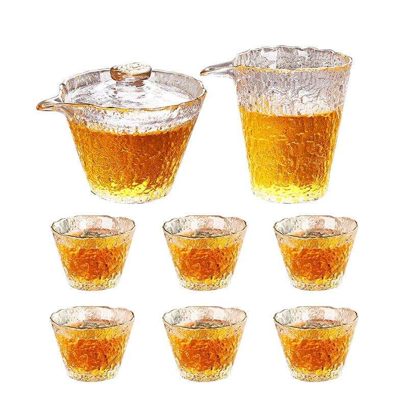Teacups,Glass Tea Set, Tea Set, Household Kung Fu Teacup High-End Bowl, Office Travel Tea Maker Teapot, Eight-Piece Tea Set