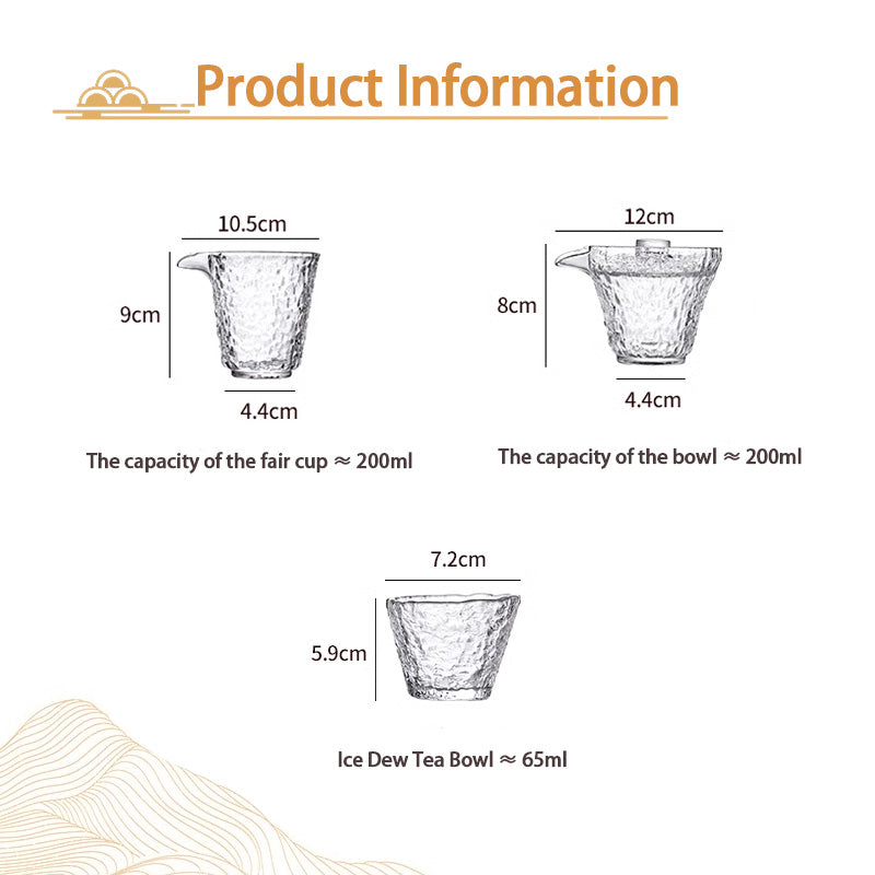 Teacups,Glass Tea Set, Tea Set, Household Kung Fu Teacup High-End Bowl, Office Travel Tea Maker Teapot, Eight-Piece Tea Set