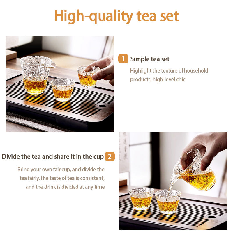 Teacups,Glass Tea Set, Tea Set, Household Kung Fu Teacup High-End Bowl, Office Travel Tea Maker Teapot, Eight-Piece Tea Set