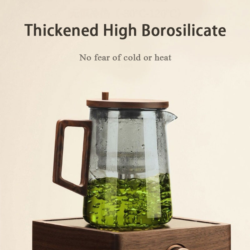 Large Capacity Glass Teapot, Household High Temperature Resistant Walnut Tea And Water Separation Teapot