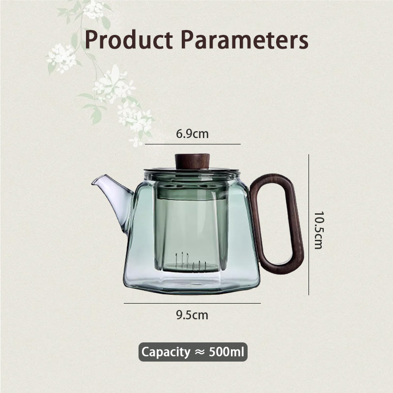 Glass Teapot, Office High Temperature Resistant Household Teapot, Light Luxury Tea And Water Separation Teapot