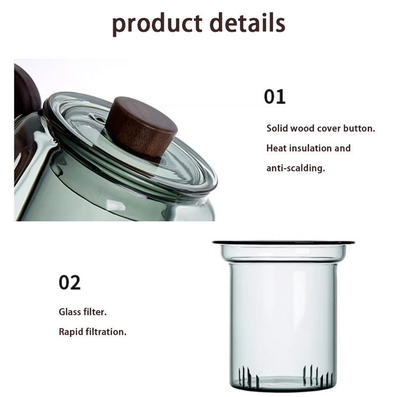 Glass Teapot, Office High Temperature Resistant Household Teapot, Light Luxury Tea And Water Separation Teapot