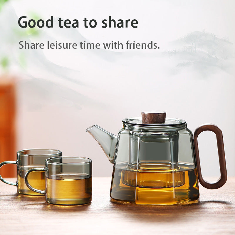 Glass Teapot, Office High Temperature Resistant Household Teapot, Light Luxury Tea And Water Separation Teapot