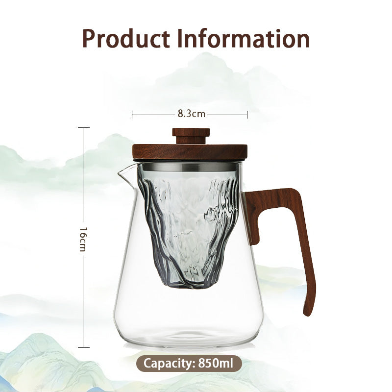 Glass Mountain View Large-Capacity Teapot, High-Temperature Resistant Teapot, Tea Water Separation, Electric Ceramic Stove Tea Maker Household Kung Fu Teapot Set