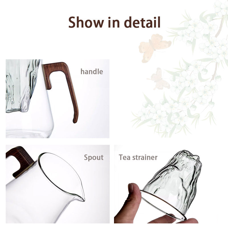 Glass Mountain View Large-Capacity Teapot, High-Temperature Resistant Teapot, Tea Water Separation, Electric Ceramic Stove Tea Maker Household Kung Fu Teapot Set