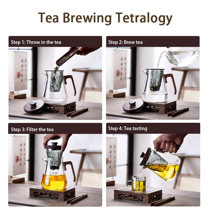 Glass Mountain View Large-Capacity Teapot, High-Temperature Resistant Teapot, Tea Water Separation, Electric Ceramic Stove Tea Maker Household Kung Fu Teapot Set