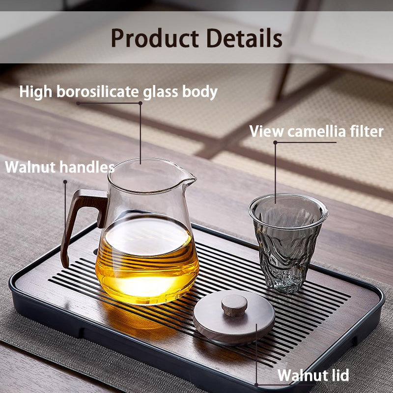 Glass Mountain View Large-Capacity Teapot, High-Temperature Resistant Teapot, Tea Water Separation, Electric Ceramic Stove Tea Maker Household Kung Fu Teapot Set