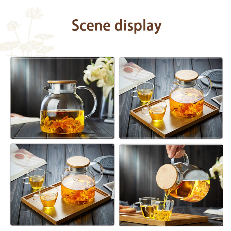 Teapot, Glass Teapot Single Kettle, High Temperature Resistant Teapot, Transparent Flower Teapot, Household Kettle Teapot