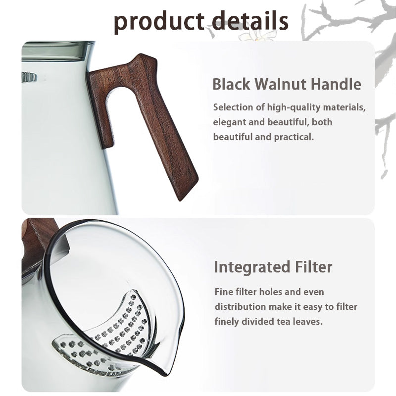 Heat-Resistant Crescent Teapot, Glass Teapot With Integrated Tea Leakage Filter, Green Tea Cup Tea Divider, Fair Tea Separation Cup, Transparent Glass Teapot, High Borosilicate Large Capacity Teapot