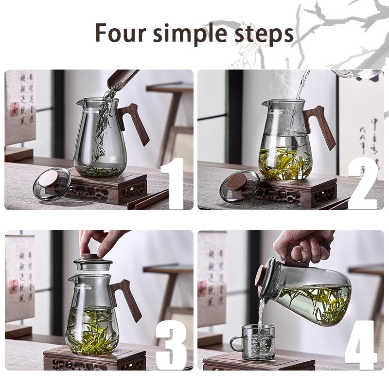 Heat-Resistant Crescent Teapot, Glass Teapot With Integrated Tea Leakage Filter, Green Tea Cup Tea Divider, Fair Tea Separation Cup, Transparent Glass Teapot, High Borosilicate Large Capacity Teapot