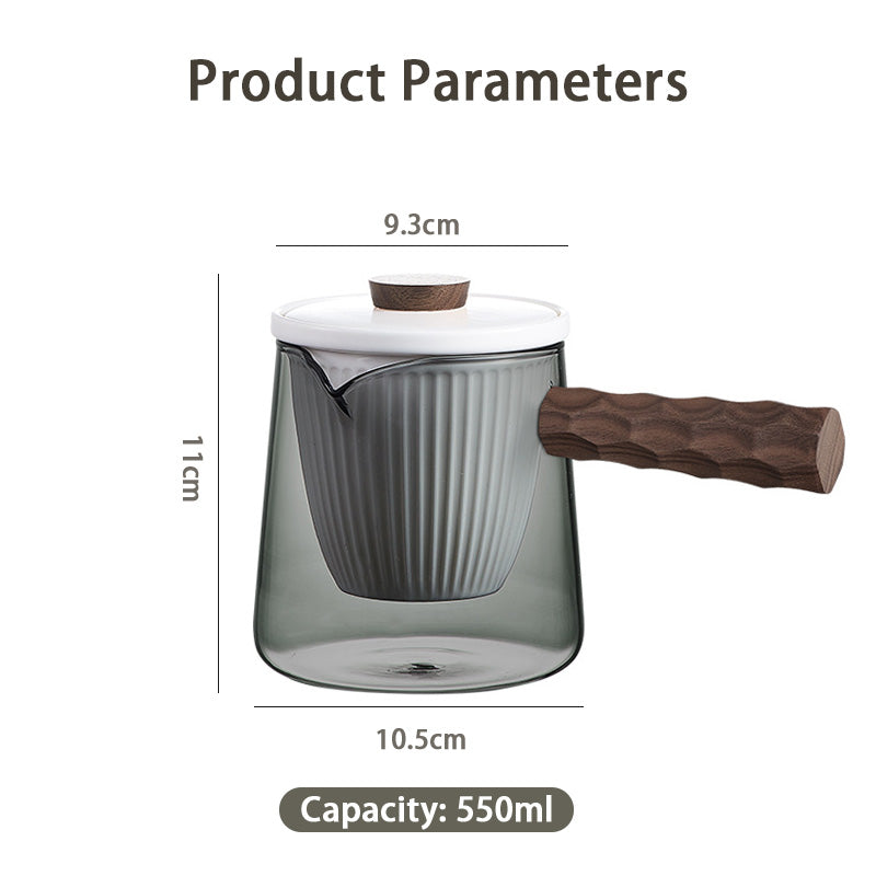 Glass Side Handle Teapot, Household Anti-Scalding Teapot, Tea And Water Separation Vertical Stripes Ceramic Single Pot