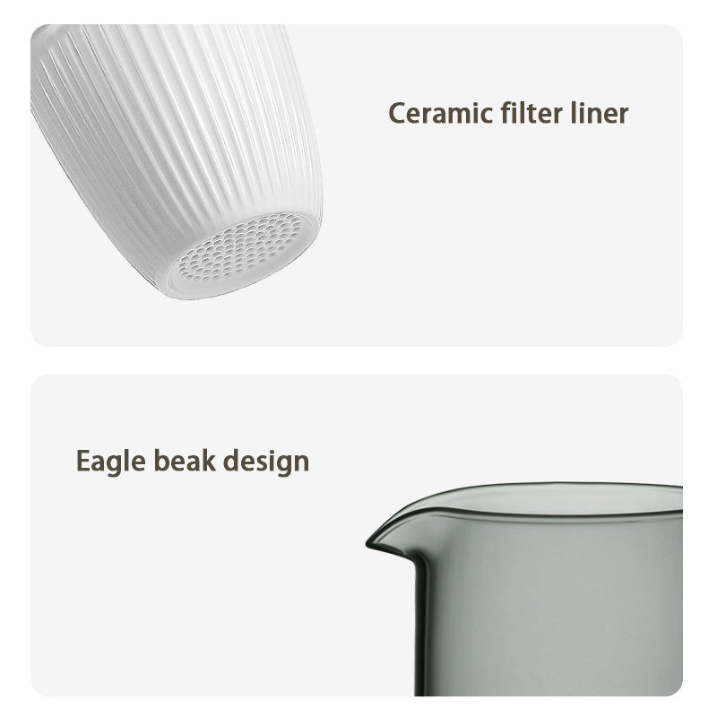 Glass Side Handle Teapot, Household Anti-Scalding Teapot, Tea And Water Separation Vertical Stripes Ceramic Single Pot