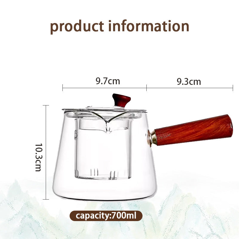 Agarwood Pot,Side Handle Teapot, Glass Teapot, Electric Ceramic Stove High Temperature Resistant Teapot, Wooden Handle Single Teapot, Filter Kung Fu Teapot