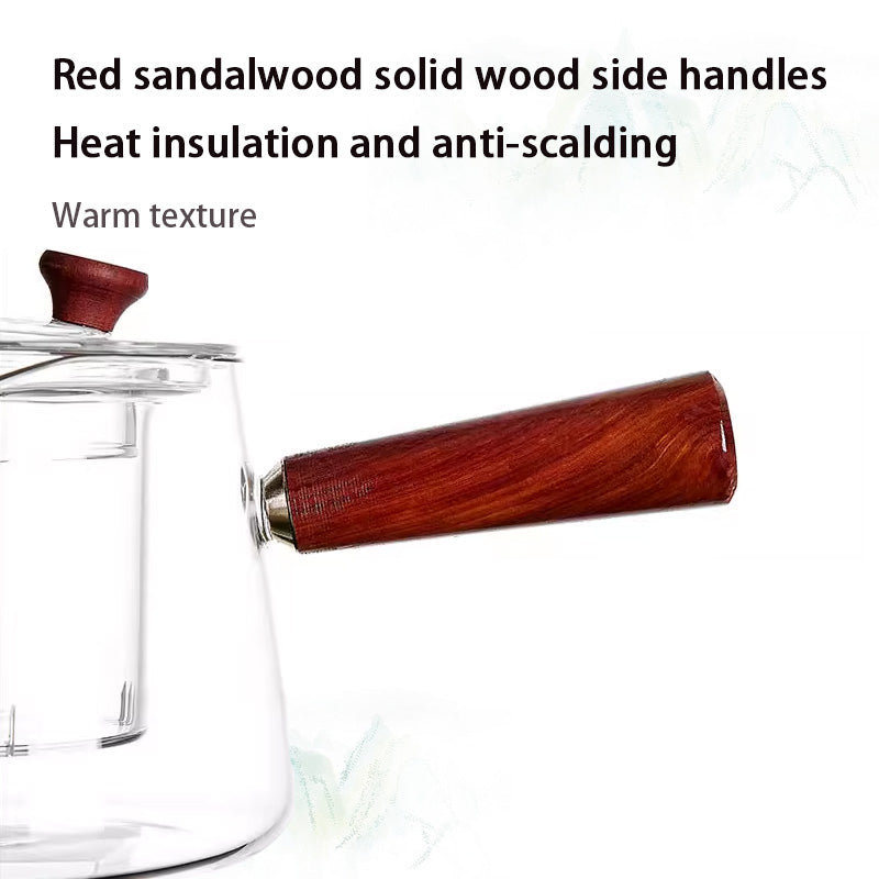 Agarwood Pot,Side Handle Teapot, Glass Teapot, Electric Ceramic Stove High Temperature Resistant Teapot, Wooden Handle Single Teapot, Filter Kung Fu Teapot