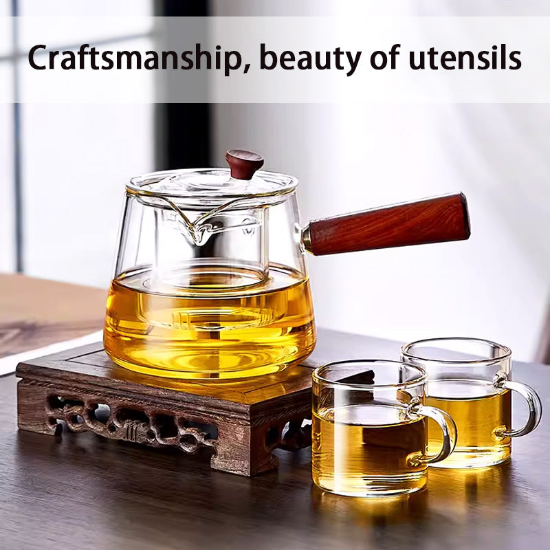 Agarwood Pot,Side Handle Teapot, Glass Teapot, Electric Ceramic Stove High Temperature Resistant Teapot, Wooden Handle Single Teapot, Filter Kung Fu Teapot