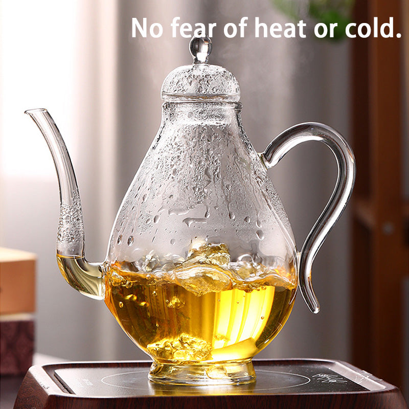 Transparent High Borosilicate Glass Pot With Filter Green Tea Brewing Teapot Beauty Pot Imitation Song Dynasty Glass Flower Teapot