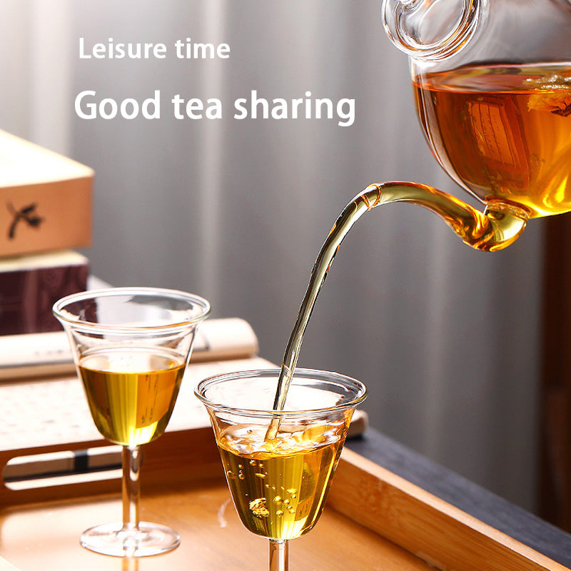 Transparent High Borosilicate Glass Pot With Filter Green Tea Brewing Teapot Beauty Pot Imitation Song Dynasty Glass Flower Teapot