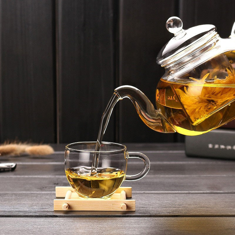 Thickened High Borosilicate Glass Flower Teapot, High Temperature Resistant Glass Teapot, Filtered Kung Fu Tea Set, Heat Resistant And Heated Teapot