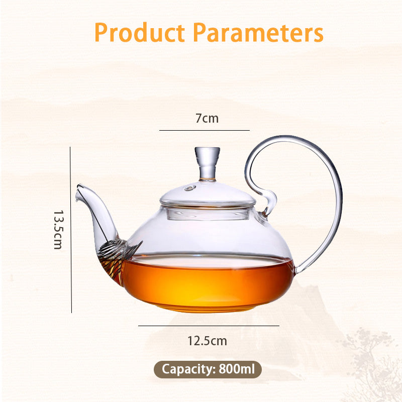 Glass Teapot, High Temperature Resistant Thick Filter Tea Brewing Teapot, Household Heated Fruit Flower Teapot