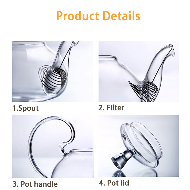 Glass Teapot, High Temperature Resistant Thick Filter Tea Brewing Teapot, Household Heated Fruit Flower Teapot