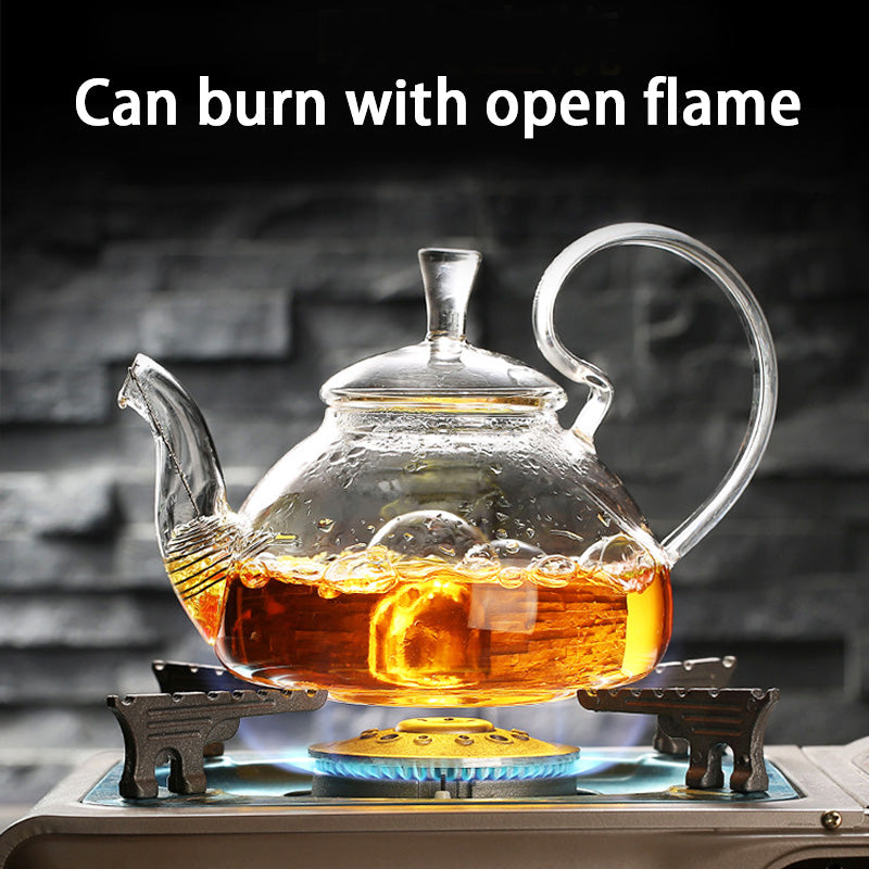 Glass Teapot, High Temperature Resistant Thick Filter Tea Brewing Teapot, Household Heated Fruit Flower Teapot