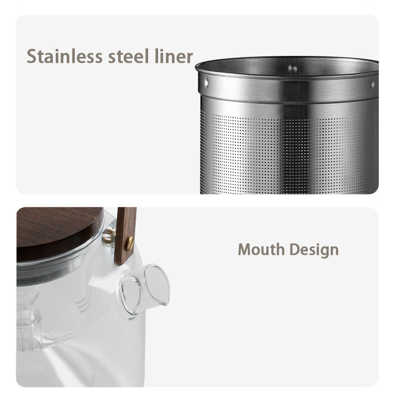Stove-Cooked Teapot, High Temperature Resistant Kettle, Glass Handle Kettle, Multi-Function Tea Brewing And Steaming Teapot