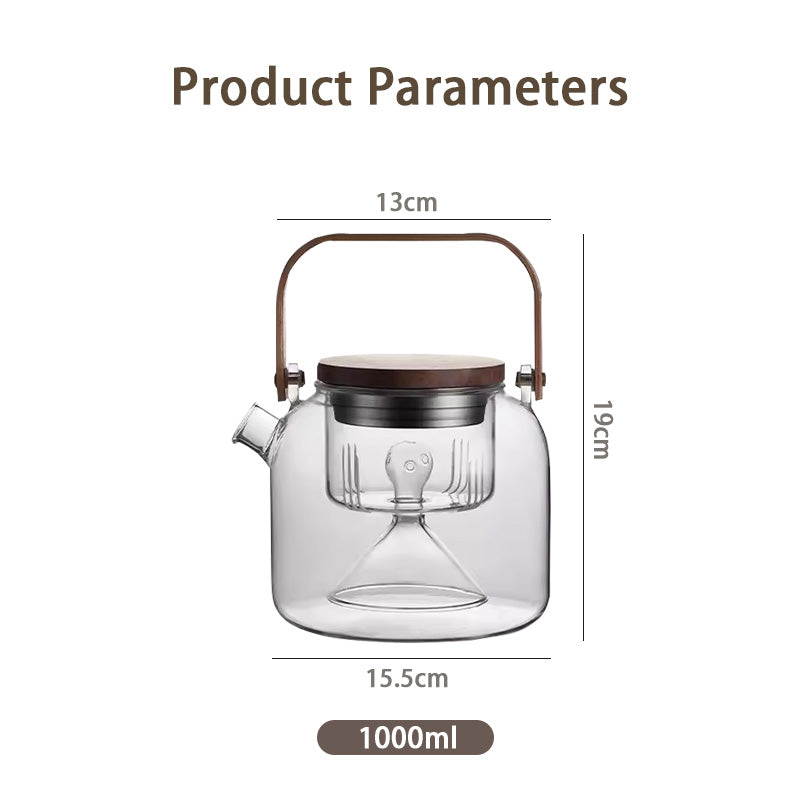 Stove-Cooked Teapot, High Temperature Resistant Kettle, Glass Handle Kettle, Multi-Function Tea Brewing And Steaming Teapot