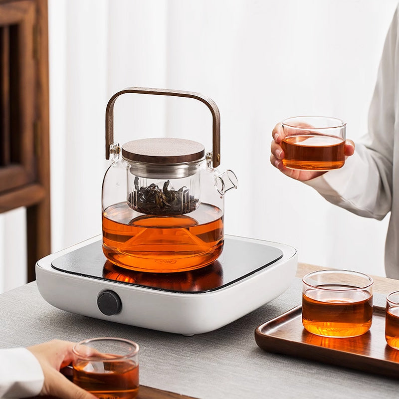 Stove-Cooked Teapot, High Temperature Resistant Kettle, Glass Handle Kettle, Multi-Function Tea Brewing And Steaming Teapot