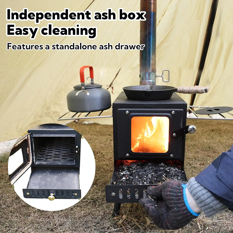 Tent Stove Folding Portable Wood Stove for Tent,Cooking,Courtyard Camping Stove include Chimney Pipes and Spark Arrestor