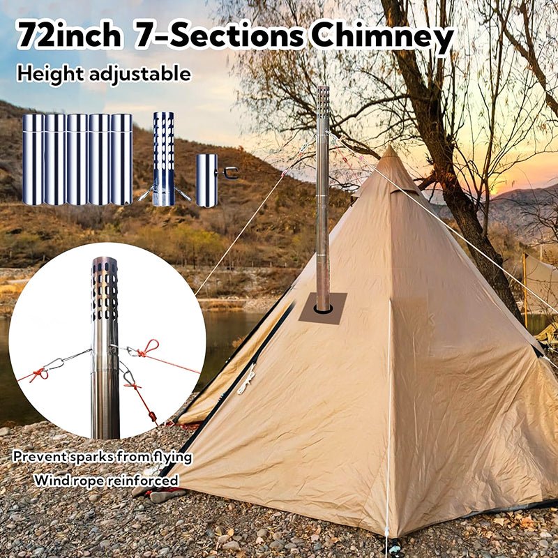 Tent Stove Folding Portable Wood Stove for Tent,Cooking,Courtyard Camping Stove include Chimney Pipes and Spark Arrestor